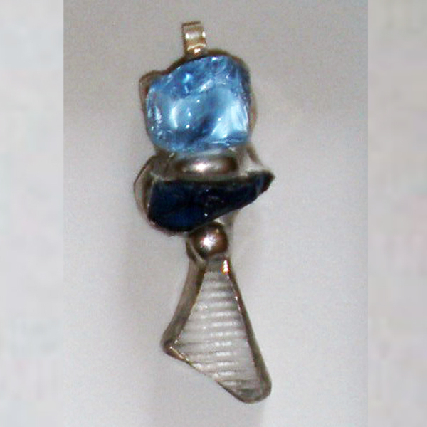 SeaGlass Pendant, Blue and Textured White